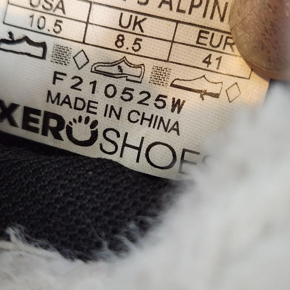 XERO SHOES Alpine Boots Womens 10.5 41 Black Waterproof Snow Winter Faux Fur